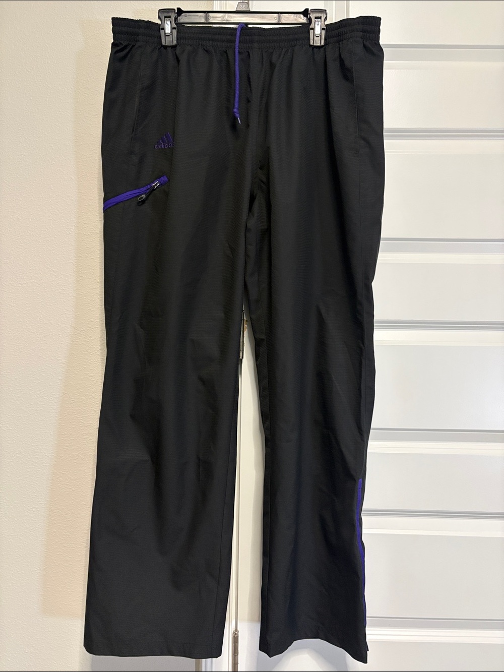 adidas Black Joggers with Purple Trim
